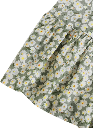 Vista 5 de SheIn - Vestido corto de verano con volantes para mujer estampado floral sin mangas con lazo en los hombros acampanado vestido de playa
