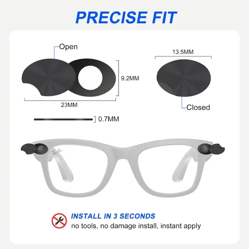 Vista 6 de Paquete de 6 fundas de privacidad con luz LED para lentes inteligentes Ray-Ban Meta Gen 2, cubierta giratoria de bloqueo de cámara compatible