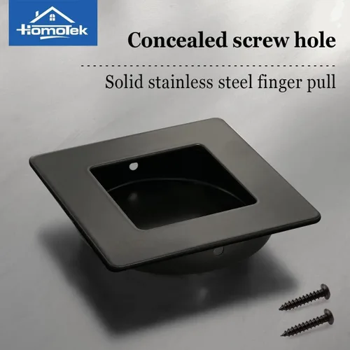 Vista 3 de HOMOTEK Tiradores de puerta de armario cuadrados de 2-3/4 pulgadas empotrados y deslizantes para dedos, diámetro interior de 2-1/8 pulgadas (54mm)