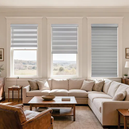 Vista 3 de MYshade Persianas Cebra sin Cordón con Función de Parada Libre - Doble Capa de Filtrado de Luz y Privacidad con Cortinas Translúcidas para Día y Gris