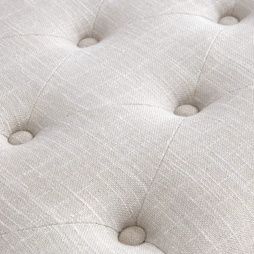 Vista 7 de HUIMO Upholstered Bench, Button Tufted Dining Bench (Beige) con patas de madera maciza, banco de extremo de cama para dormitorio, entrada, sala