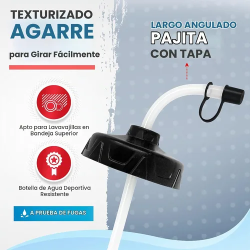 Vista 4 de 50 Strong Botella de agua de hockey y lacrosse con pajita, 1 litro