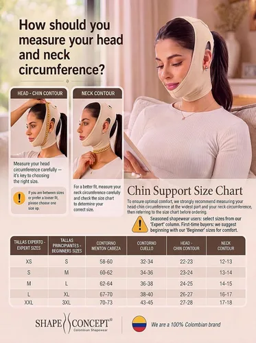 Vista 3 de Shape Concept 301 - Correa de mentón, banda de soporte, cuello y cara, alta compresión Vendaje cervical, post cirugía, lifting facial recuperación
