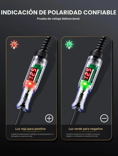 Vista 5 de WINAMOO Luz de prueba automotriz con pantalla digital LED de voltaje 3-48V, probador de circuito automático con voltímetro e indicador de polaridad
