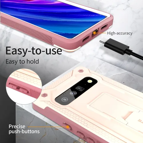Vista 5 de URBANITE Funda protectora para Google Pixel 6 Pro con soporte, grado militar, resistente a prueba de golpes, para teléfono Pixel 6 Pro de 6.7