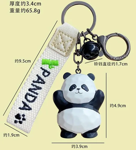 Vista 7 de HSYHERE Cute Kawaii Different Posture Wood Carving Lucky Panda Keychain Keyrings Car Key Chain Ring Bag Pendant Holder Strap