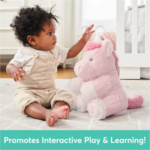 Vista 6 de GUND Baby Alora The Unicorn - Juguete sensorial animado de peluche, canta canción ABC y 123 canciones contando, rosa, 11 pulgadas