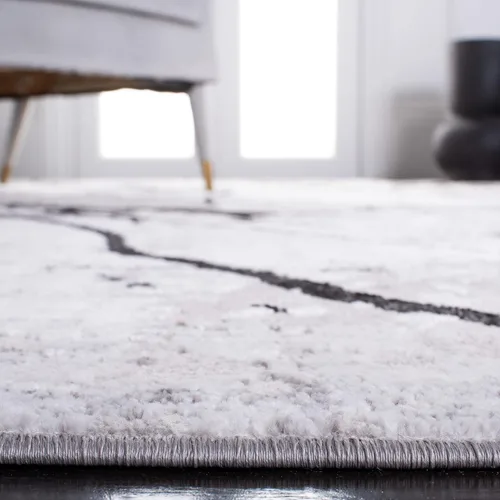 Vista 5 de SAFAVIEH Amelia Collection - Alfombra decorativa de 2 x 4 pies, gris y negro, diseño abstracto moderno, no desprende pelusa y de fácil cuidado
