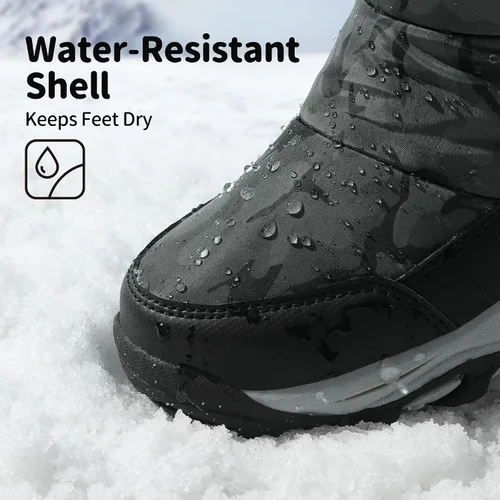 Vista 2 de DREAM PAIRS Botas de nieve de invierno impermeables de media pantorrilla para niños y niñas