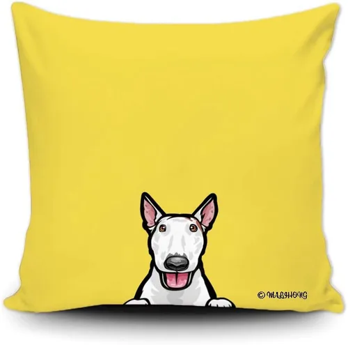 Vista 26 de Funda de almohada para perro, divertida funda de almohada para sofá, cama, decoración del hogar, 20 x 20 pulgadas Bull Terrier-1-10