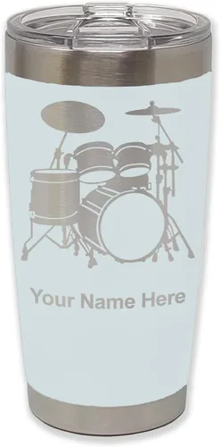 Vista 10 de LaserGram Vaso aislado al vacío de 20 onzas, juego de batería, grabado personalizado incluido (negro)