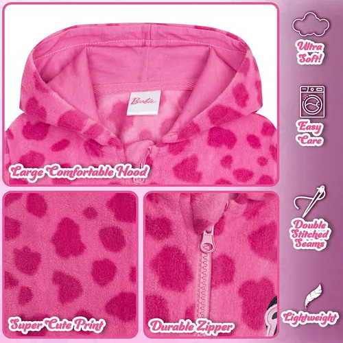 Vista 5 de Barbie Chaqueta para niñas Chaquetas de forro polar con capucha rosa para niñas