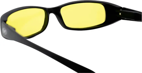 Vista 5 de Global Vision Nuevo Gafas Attitude Eye wear, con montura negra mate y lentes amarillas. Muy elegante, el amarillo hace que