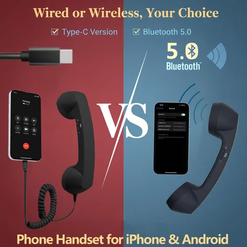 Vista 2 de Auricular de Teléfono Retro, Nuevo Auricular de Teléfono Retro 2026 para iPhone y Android, Tipo-C/Bluetooth Inalámbrico Receptor de Teléfono Antiguo