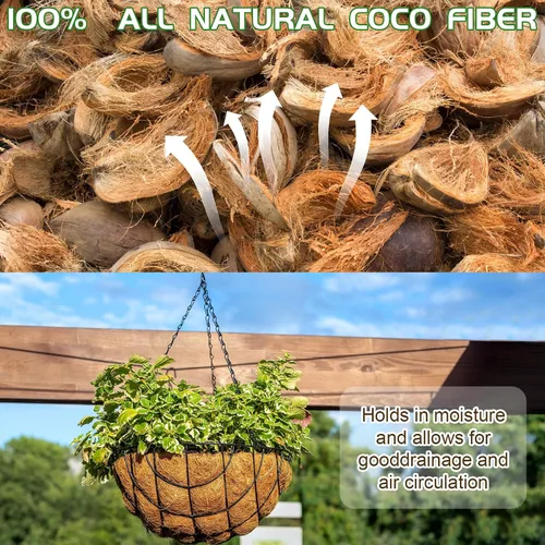 Vista 5 de 6 piezas de 12 pulgadas de repuesto medio redondo de Coco Liner medio círculo de fibra de coco de repuesto de Coco Forros de Coco Cesta colgante