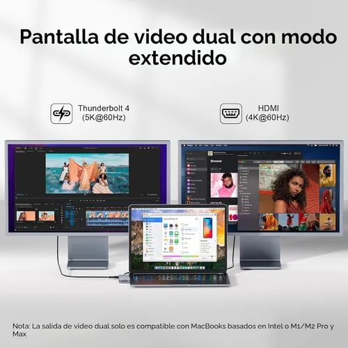 Vista 7 de Hub USB C, adaptador USB 8 en 2 Thunderbolt 4 HDMI para MacBook Air/Pro M1