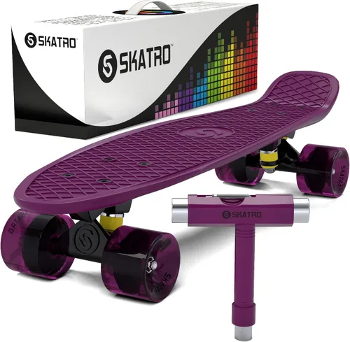 Vista 19 de Skatro - Monopatín modelo mini cruiser. Tablero de plástico de estilo retro de 22 x 6 pulgadas.Viene completo.