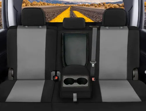 Vista 3 de CarsCover Fundas de asiento personalizadas para Toyota Tundra Pickup Truck 2014-2020, fundas de asiento trasero de automóvil 60/40 con reposabrazos