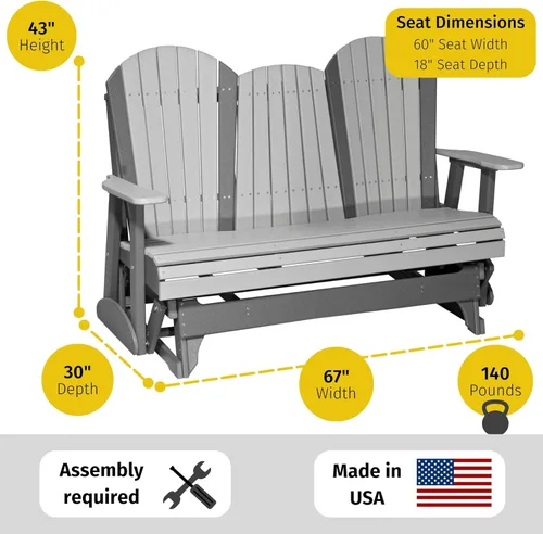 Vista 3 de LuxCraft Deslizador Adirondack de 5 pies con consola plegable (Premium - Caoba antigua)
