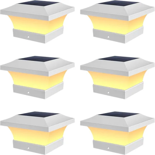 Vista 17 de T-SUN - Luces solares de poste, luces impermeables al aire libre para postes de madera de 4 x 4, iluminación LED blanca de 6000K, para cubierta