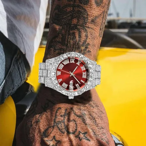 Vista 5 de Reloj de cristal unisex de moda con diamantes para hombre y mujer, reloj de pulsera de diamantes de lujo