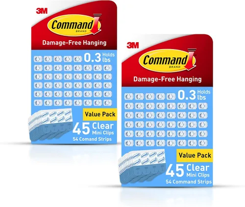Vista 11 de Command - Mini clips de luz para interiores, 45 clips transparentes y 54 tiras Command, decoraciones navideñas sin daños, clips de pared para colgar