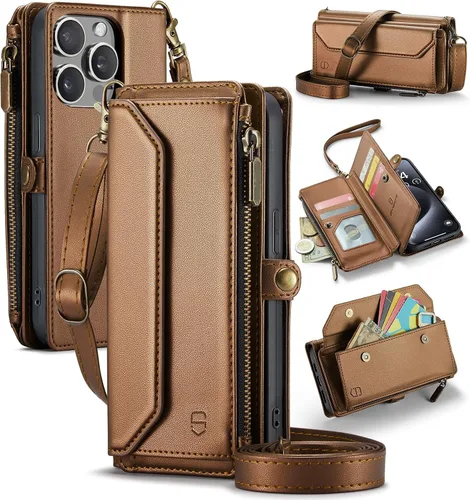 Vista 36 de Strapurs - Funda magnética desmontable para iPhone 15, color negro Compatible with Magsafe, Crossbody Wrist Strap, RFID Blocking 9-Card Holder