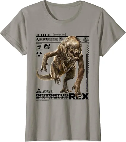 Vista 14 de Jurassic World Rebirth Distortus Rex Ingen Species File Camiseta Gris Oscuro