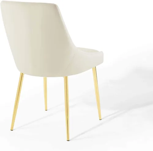 Vista 7 de Modway Viscount Performance - Sillas de comedor de terciopelo, juego de 2, color dorado marfil