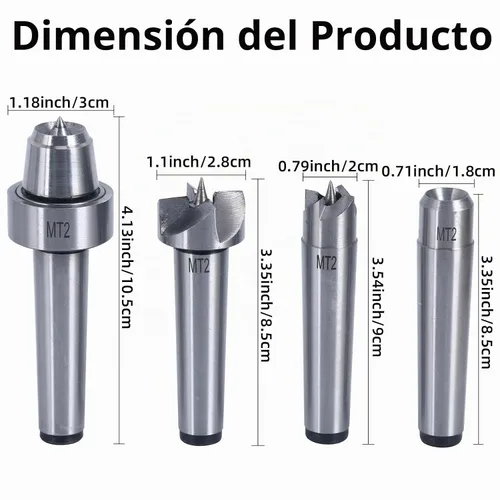 Vista 2 de 8MILELAKE MT2 Torno de madera Live Center Set, 4pcs Drive Spur Cup Kit Arbor Carpintería