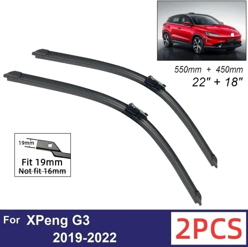 Vista 2 de Car Wiper Compatible with XPeng G3 2019-2022 Front Wiper Blades Soft Rubber Windscreen Wipers Auto Windshield 22" 18" 550mm 450mm (Color : 2 PCS)