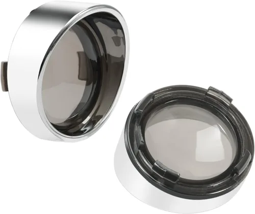 Vista 6 de PBYMT Cubierta de lente de señal de giro ahumado, biseles cromados estilo visera de bala de 2 pulgadas, compatible con Harley Davidson Dyna Street