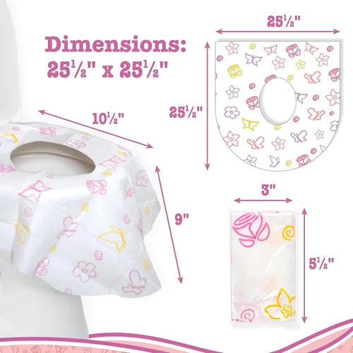 Vista 6 de Cubiertas de asiento de inodoro desechables XL de Potty Shields, paquetes individuales, 12, Floral