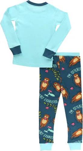 Vista 2 de Lazy One Conjuntos de pijama cálidos de manga larga para niñas y niños, divertidos conjuntos de pijama de animales para niños, acogedores, cómodos