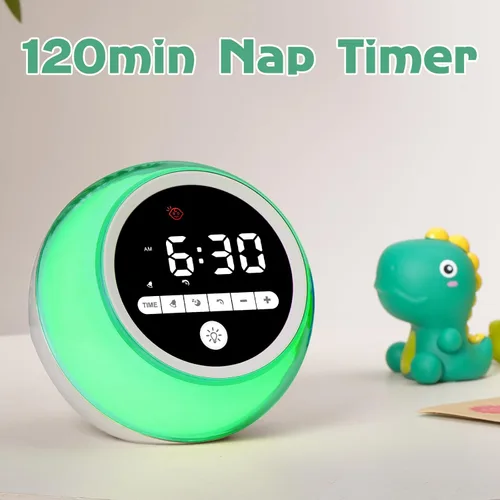 Vista 4 de Reloj despertador para niños, Ok to Wake Clock con luces nocturnas, temporizador de siesta, reloj de entrenamiento del sueño para niños pequeños