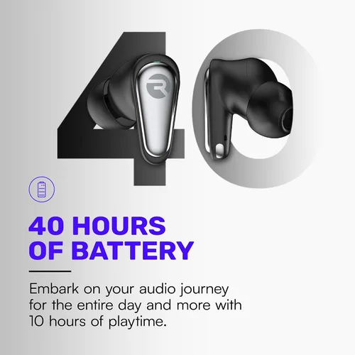 Vista 6 de Auriculares Raycon Pro inalámbricos Bluetooth con cancelación activa de ruido híbrida, modo de consciencia, 40 horas de batería, 6 micrófonos