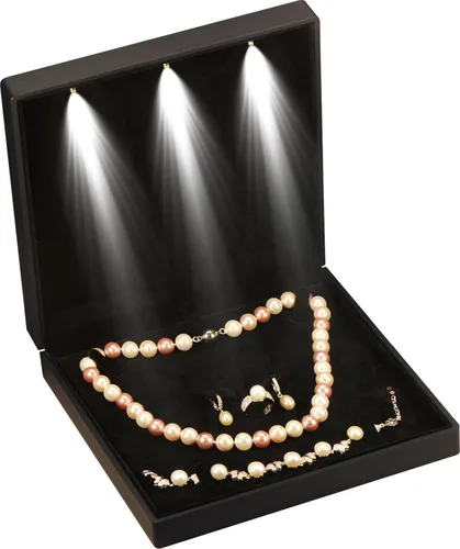 Vista 4 de LED negro extra grande collar colgante pendientes anillo pulsera conjunto