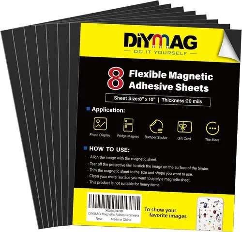 Vista 11 de DIYMAG Imanes para tarjetas de visita de 3.5 x 2 pulgadas, 45 paquetes de láminas magnéticas flexibles con adhesivo despegable y pegajoso, imán