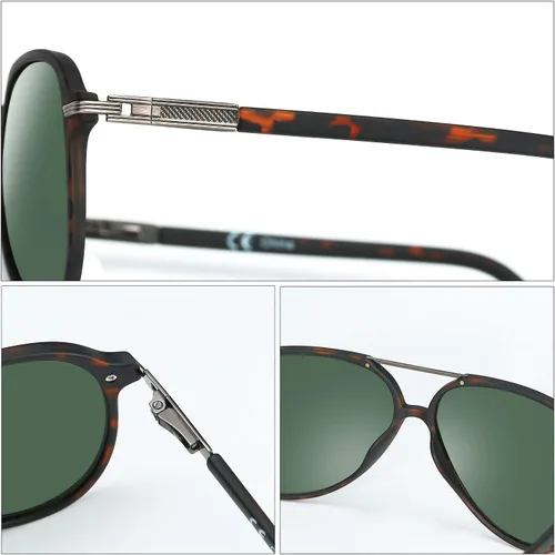 Vista 3 de ZENOTTIC Gafas de sol polarizadas de aviador para hombres y mujeres, protección UV400, TR90, marco ultraligero con forma de piloto
