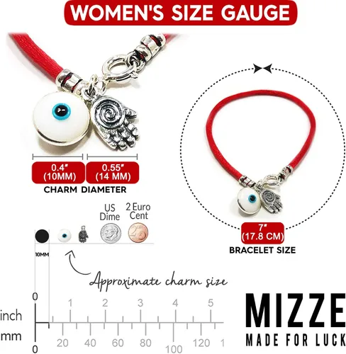 Vista 5 de Pulsera 3 en 1 con dije contra el mal de ojo para la suerte con dije plateado de protección de mano de Fátima en cuerda roja de la suerte, pulsera