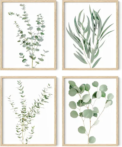 Vista 34 de HAUS AND HUES Arte de pared floral gris, juego de 4 pósteres de plantas para pared vintage, impresiones botánicas, cuadros de flores en blanco