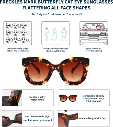 Vista 6 de Gafas de sol con diseño de mariposa, semi ojo de gato, montura de plástico y lentes gradientes transparentes