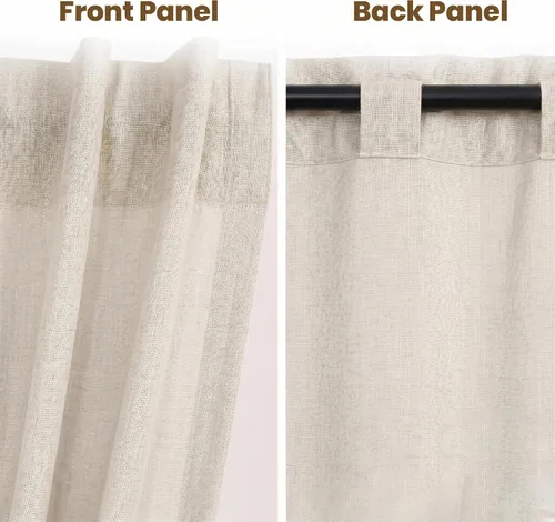 Vista 7 de LFH Home Natural Cotton Rich Curtains For Living Room Light Filtering Window Panels with Rod Pocket Back Tab Farmhouse Curtain for Bedroom or Easy