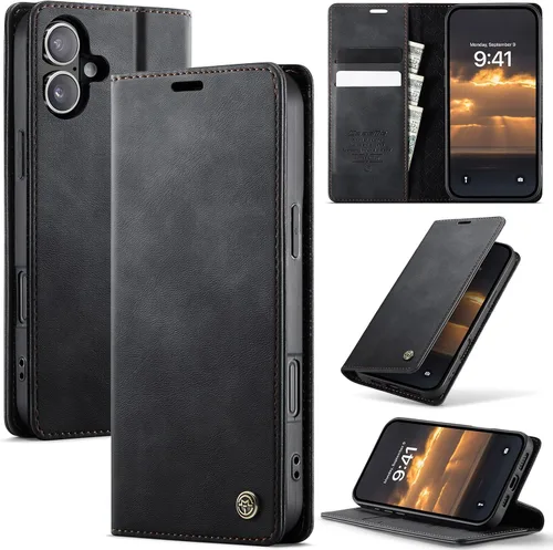 Vista 25 de Funda tipo cartera para Samsung Galaxy Z Fold 7 de piel con tarjetero y función atril, cierre magnético, bloqueo RFID, TPU a prueba de golpes, Negro