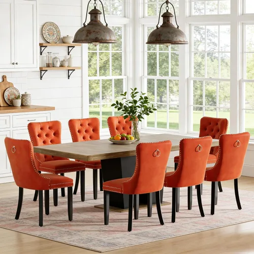 Vista 10 de Mesa de comedor extensible de 78.74 pulgadas para 6 8 y 10 pulgadas, moderna mesa de comedor extensible de granja con base de doble pedestal, mesa
