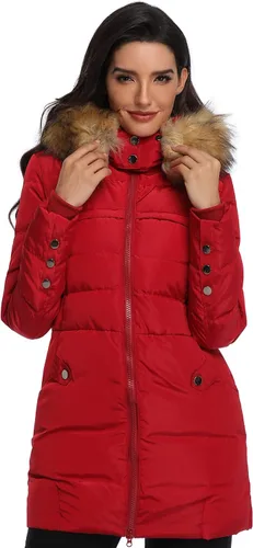 Vista 2 de Epsion - Chaqueta de invierno con capucha acolchada de plumón larga para mujer