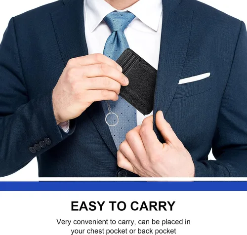 Vista 6 de Buryeah 2 carteras minimalistas delgadas de cuero con bolsillo frontal, carteras con bloqueo RFID, para mujer, tarjetero para tarjetas de crédito
