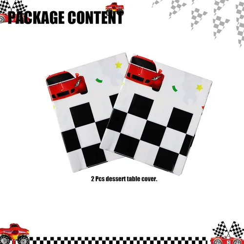 Vista 2 de Mantel de plástico para mesa de auto de carreras para fiesta de cumpleaños de carreras 2 piezas de plástico de coche de carreras cubierta de mesa