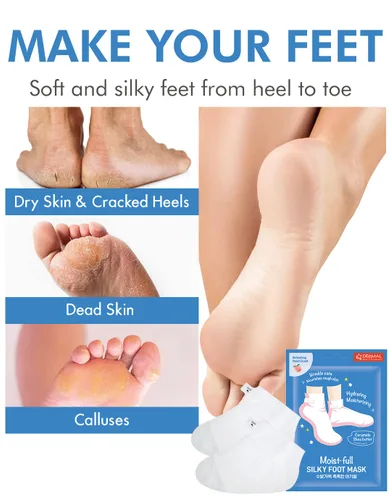 Vista 2 de DERMAL Moistfull - Juego de 6 calcetines sedosos para pies y guantes de mano, para pies y manos secos, tratamiento de spa en casa, probado por