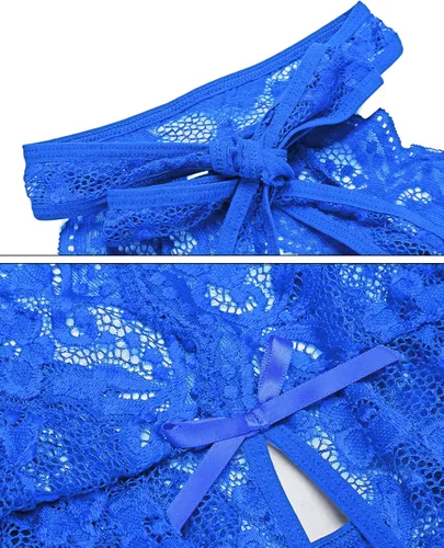 Vista 5 de Ababoon Lencería de encaje de una pieza, para mujer, baby doll sexy, ropa de dormir